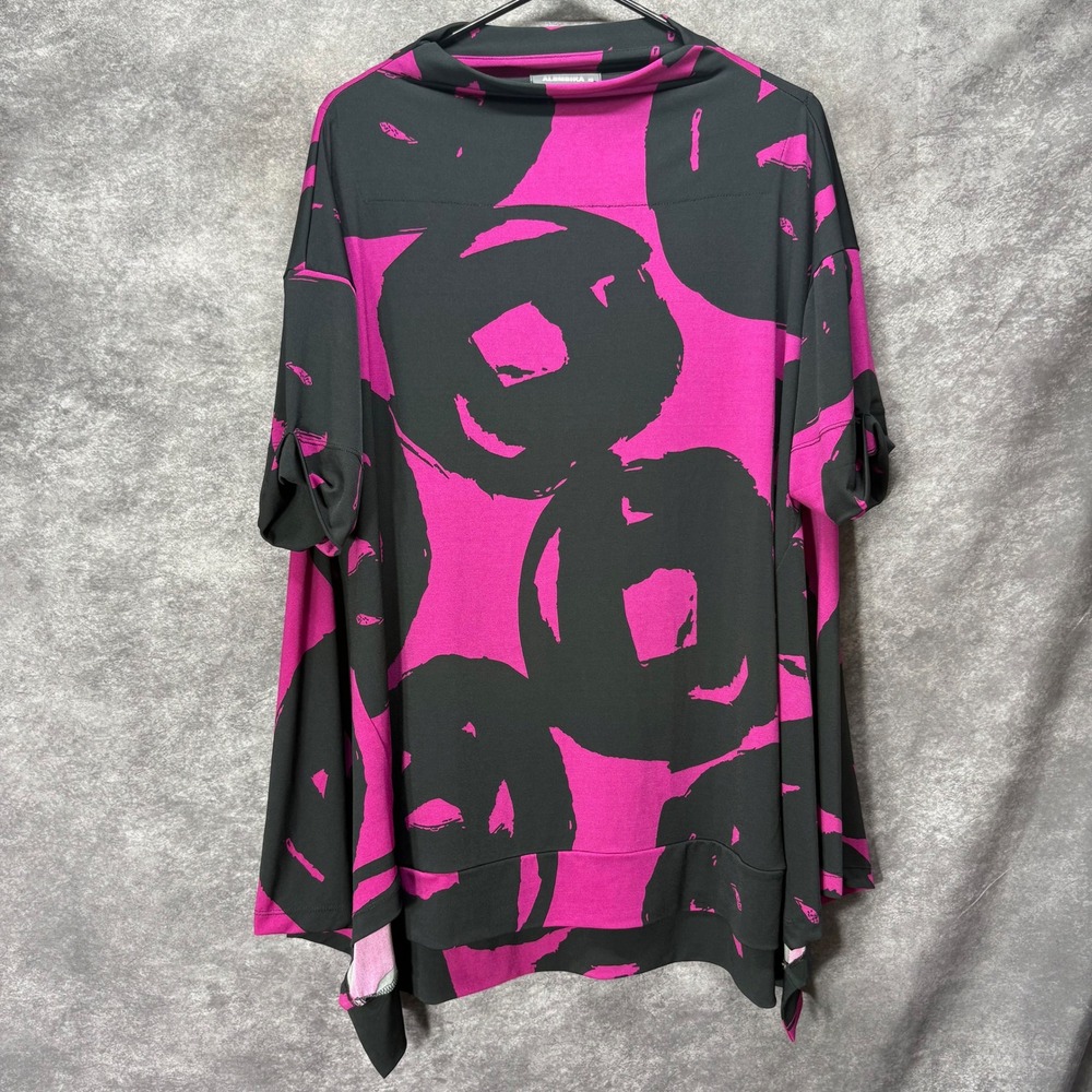 Alembika Violet Art Print Tee Tunic Top Womens XS Circles Artsy Lagenlook